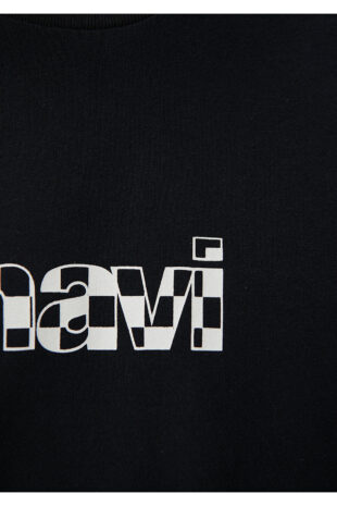 تی شرت سیاه فاق نرمال آستین استاندارد مردانه ماوی | 611323