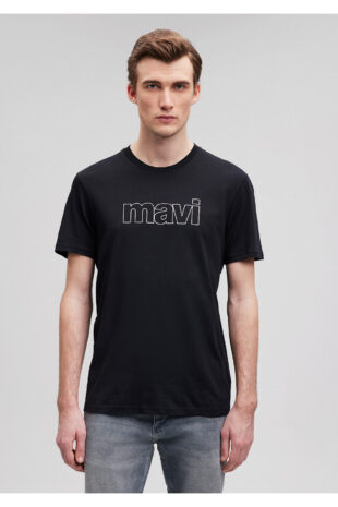 تی شرت سیاه فاق نرمال آستین استاندارد مردانه ماوی | 065781-900