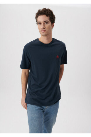 تی شرت لاجورد فاق نرمال آستین استاندارد مردانه ماوی | 067074-33207