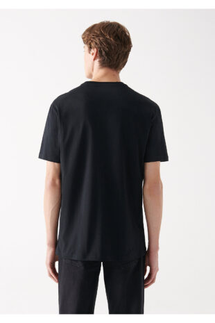 تی شرت سیاه فاق نرمال آستین استاندارد مردانه ماوی | 67074