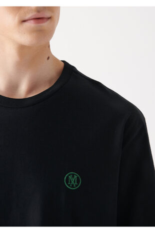 تی شرت سیاه فاق نرمال آستین استاندارد مردانه ماوی | 67074