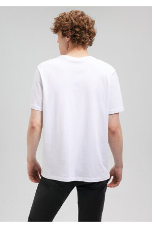 تی شرت سفید فاق نرمال آستین کوتاه مردانه ماوی | 67153