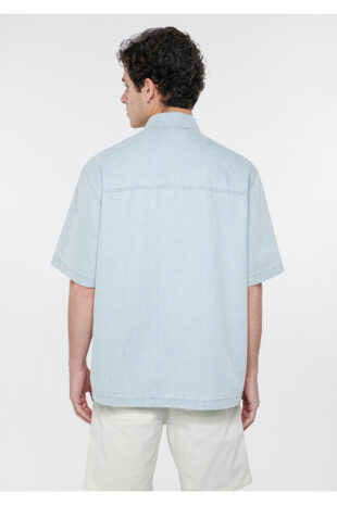 پیراهن آبی آستین استاندارد مردانه ماوی | 210222