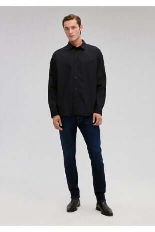 پیراهن لاجورد آستین استاندارد مردانه ماوی | 211195