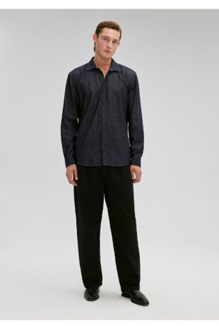 پیراهن لاجورد آستین استاندارد مردانه ماوی | 211289