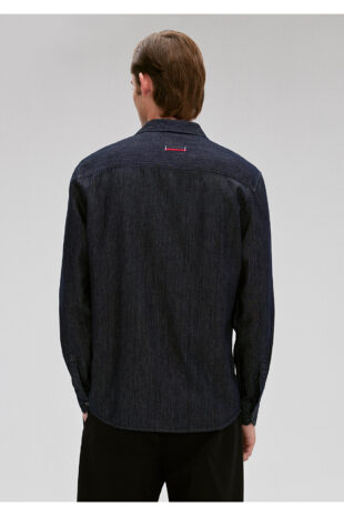 پیراهن لاجورد آستین استاندارد مردانه ماوی | 211289