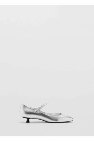 کفش سگک دار پاشنه بچه گربه نقره اي زنانه مانگو | 77082933