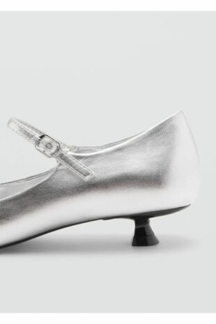 کفش سگک دار پاشنه بچه گربه نقره اي زنانه مانگو | 77082933