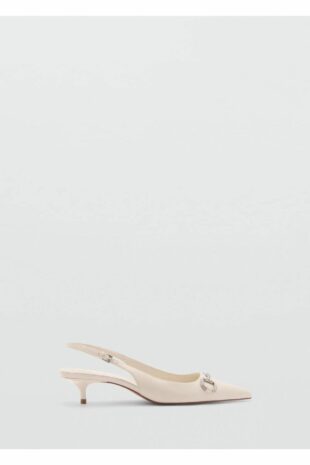 کفش سنگ کریستال پاشنه باز بژ زنانه مانگو | 77064038