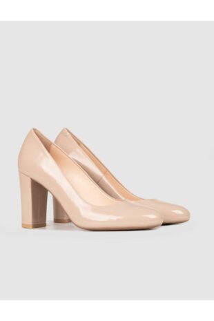 کفش های پاشنه ضخیم زنانه پودر چرم اصل صورتی زنانه کابانی | 119850