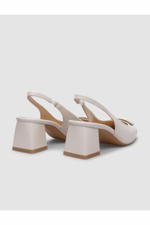 کفش های پاشنه دار زنانه با سگک سفید 100٪ چرم اصل سفید زنانه کابانی | 124482