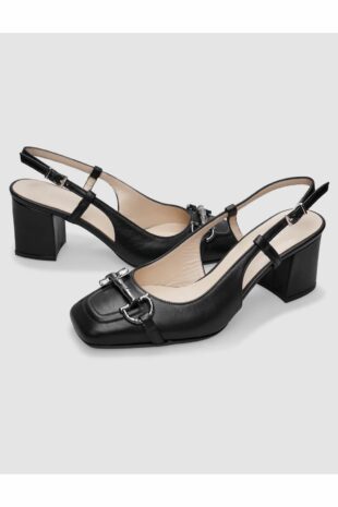 کفش پاشنه دار زنانه مشکی 100% چرم اصل سیاه زنانه کابانی | 124484