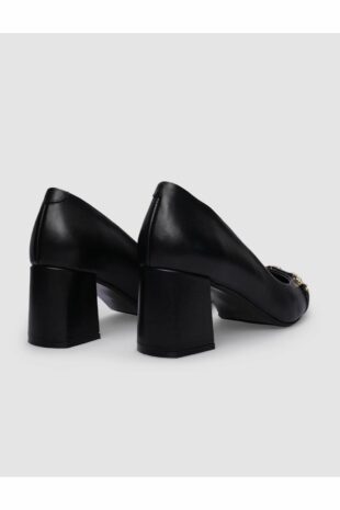 کفش پاشنه دار زنانه سگک دار مشکی 100% چرم اصل سیاه زنانه کابانی | 125054