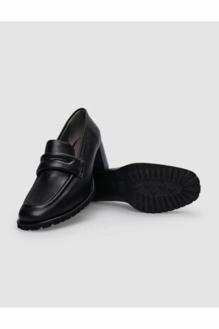 کفش های پاشنه ضخیم زنانه 100% چرم اصل مشکی سیاه زنانه کابانی | 125061