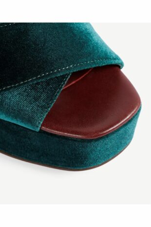 کفش کلاسیک پاشنه بلند سبز زنانه | 23KKAY4494 Yargıcı