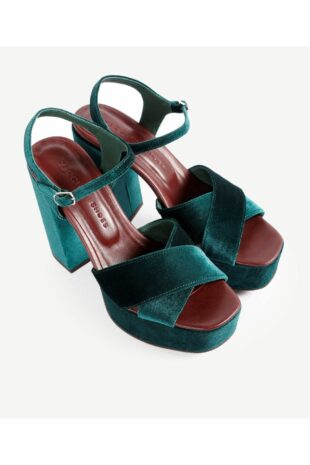 کفش کلاسیک پاشنه بلند سبز زنانه | 23KKAY4494 Yargıcı