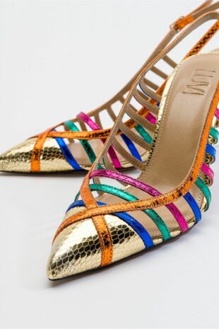 کفش کلاسیک پاشنه بلند طلایی زنانه لویی شوز | 225-5133 luvishoes