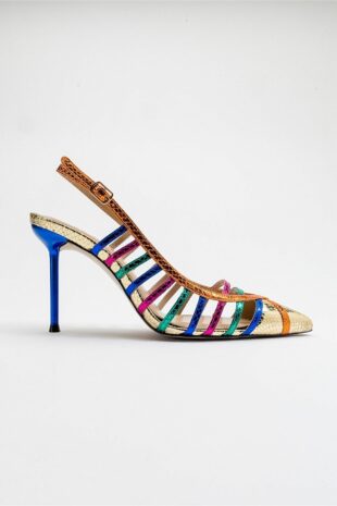 کفش کلاسیک پاشنه بلند طلایی زنانه لویی شوز | 225-5133 luvishoes