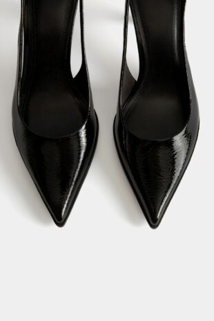 کفش های پشتی با پاشنه کم نوک تیز سیاه زنانه برشکا | 11331360 Bershka