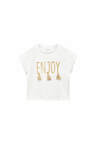 تی شرت سفید دخترانه مانگو | 67016009 MANGO