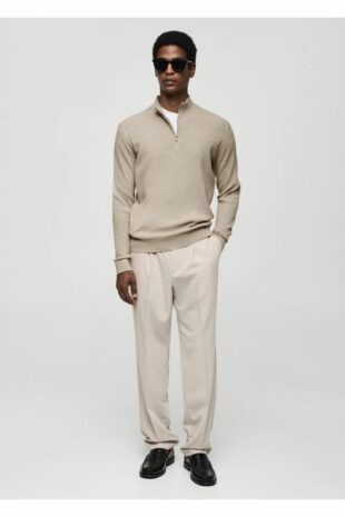 بافت بژ آستین بلند مردانه مانگو | 77034444 MANGO Man