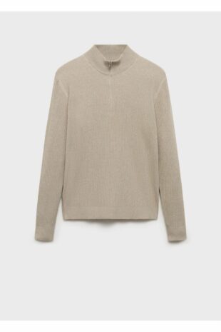 بافت بژ آستین بلند مردانه مانگو | 77034444 MANGO Man