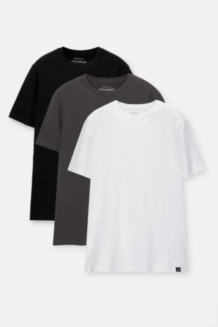 تی شرت خاکستری آستین کوتاه مردانه پول اند بیر | 3241918 Pull & Bear