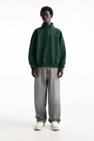 سویشرت سبز آستین بلند مردانه پول اند بیر | 7590501 Pull & Bear