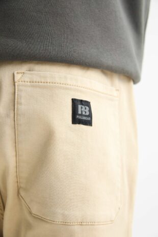 شلوار سفید جاگر کمر کشی مردانه پول اند بیر | 7678513 Pull & Bear