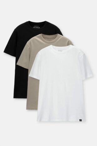 تی شرت بژ آستین کوتاه مردانه پول اند بیر | 3241918 Pull & Bear