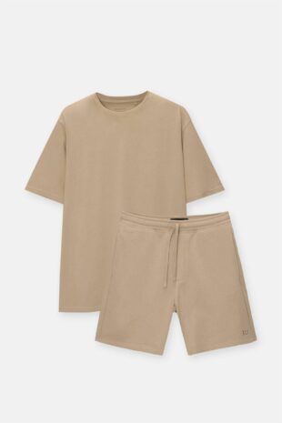 تی شرت بژ آستین کوتاه مردانه پول اند بیر | 3241999 Pull & Bear