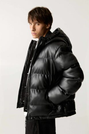 کاپشن سیاه آستین بلند مردانه پول اند بیر | 3716505 Pull & Bear