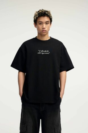 سویشرت سیاه آستین کوتاه مردانه پول اند بیر | 3594524 Pull & Bear