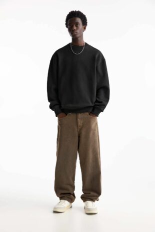 سویشرت سیاه آستین بلند مردانه پول اند بیر | 7590514 Pull & Bear