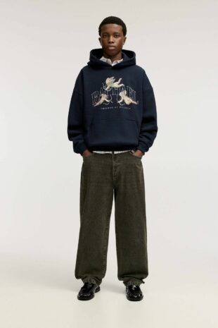 سویشرت سیاه آستین بلند مردانه پول اند بیر | 7590595 Pull & Bear