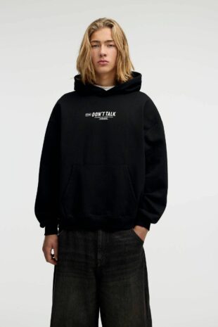 سویشرت سیاه آستین بلند مردانه پول اند بیر | 3594543 Pull & Bear
