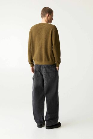 بافت سبز آستین بلند مردانه پول اند بیر | 3558501 Pull & Bear