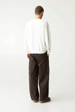 بافت سفید آستین بلند مردانه پول اند بیر | 3558501 Pull & Bear