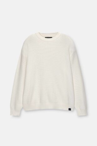 بافت سفید آستین بلند مردانه پول اند بیر | 3558501 Pull & Bear