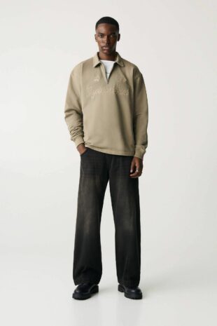 سویشرت قهوه ای آستین بلند مردانه پول اند بیر | TYCB63706725D5B901 Pull & Bear