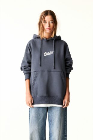 سویشرت آبی آستین بلند زنانه پول اند بیر | 7590502 Pull & Bear