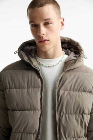 کاپشن خاکستری آستین بلند مردانه پول اند بیر | 7710533 Pull & Bear