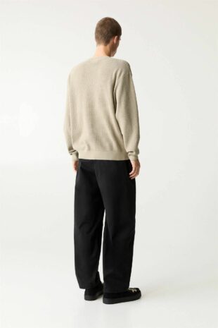 بافت خاکستری آستین بلند مردانه پول اند بیر | 3558501 Pull & Bear