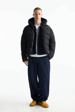 کاپشن سیاه آستین بلند مردانه پول اند بیر | 7710533 Pull & Bear