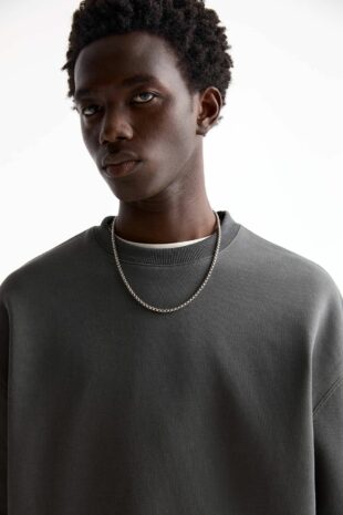 سویشرت خاکستری آستین بلند مردانه پول اند بیر | 7590514 Pull & Bear