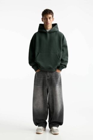 سویشرت سبز آستین بلند زنانه پول اند بیر | 7590910 Pull & Bear